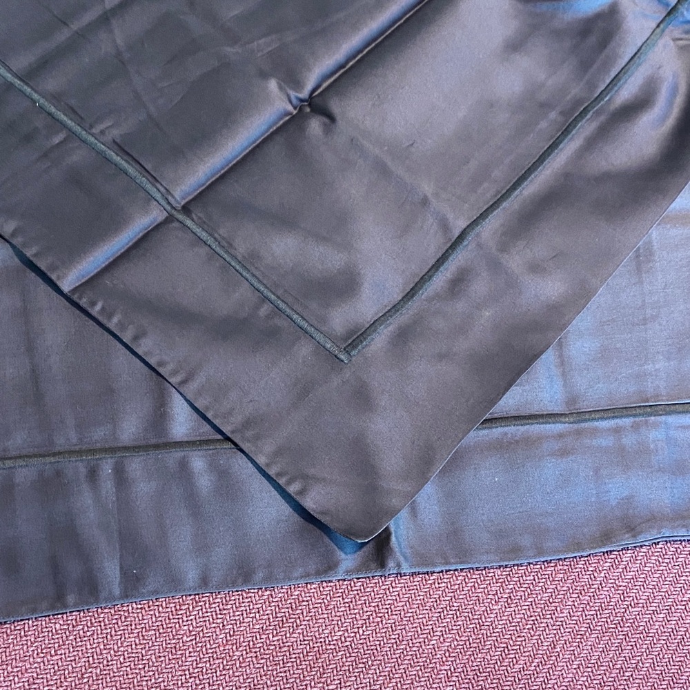 Two oversized euro shams. Navy blue with matching satin stitch.